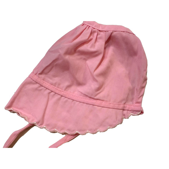 Vintage Dotty Dan Pink Baby Dress Bonnet Set Lace Ruffle Girls Infant Outfit 60s - Picture 2 of 7